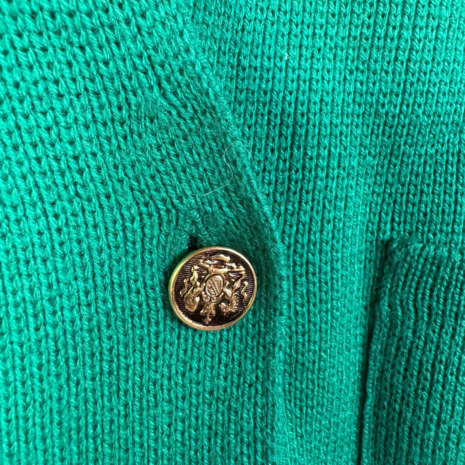 Vintage 80s Kelly Green Cardigan Sweater Double Breasted Knit Grandpa Small - Image 6