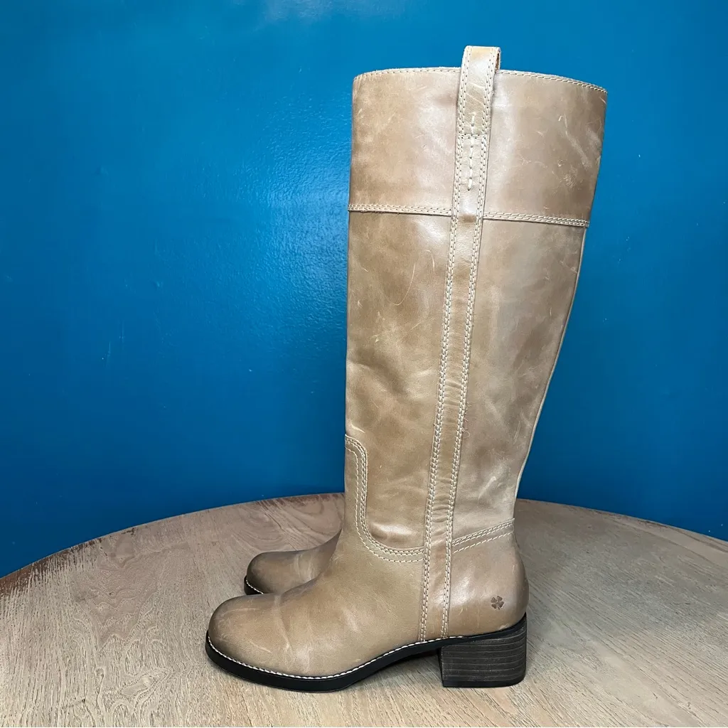 Lucky Brand Hybiscus Riding Boot Silver Cloud Tan Leather Women’s 7.5 Wide Calf Size undefined - Image 4