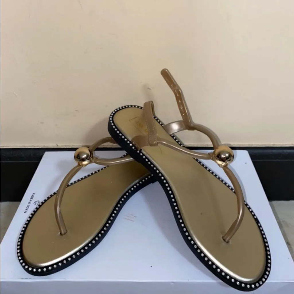 Elegant Gold Women's Sandals Size 7 - Image 2