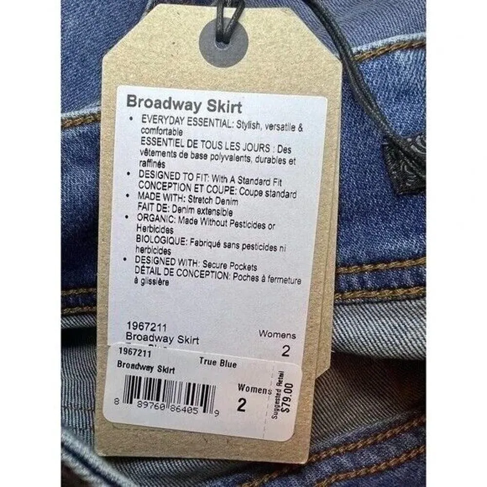 NWT prAna Broadway Denim Mini Jean Skirt Zipper Patch Pockets 2 True Blue #3232 - Image 8