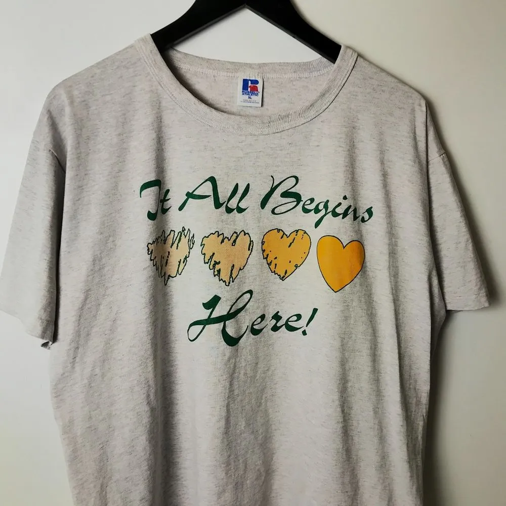 90s Vintage It All Begins Here T Shirt Single Stitch USA Volleyball Varsity Size XL - Image 8