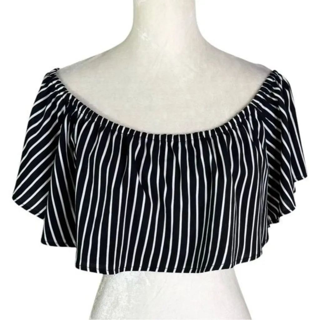 House of Harlow 1960 x Revolve Bree Striped Crop Top Black and White Size S - Image 5
