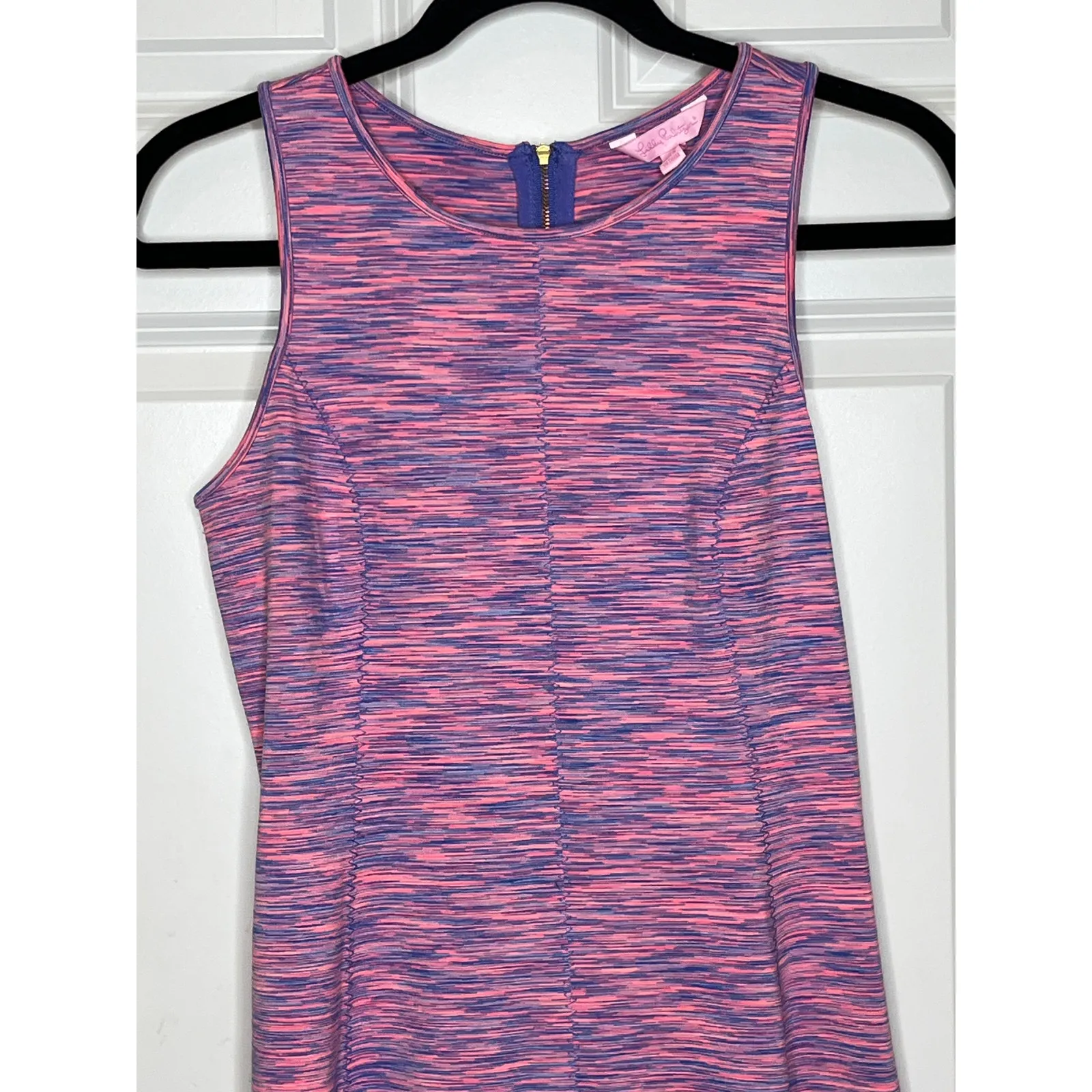 Lilly Pulitzer Small Cove Flamingo Pink Space Dye Runaround Stretch Dress‎ Mini - Image 4