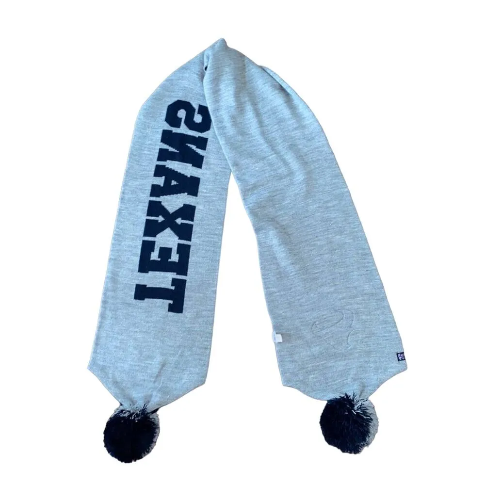 NFL Houston Texans Scarf with Pom Pom on ends and Toro logo blue and grey - Image 2