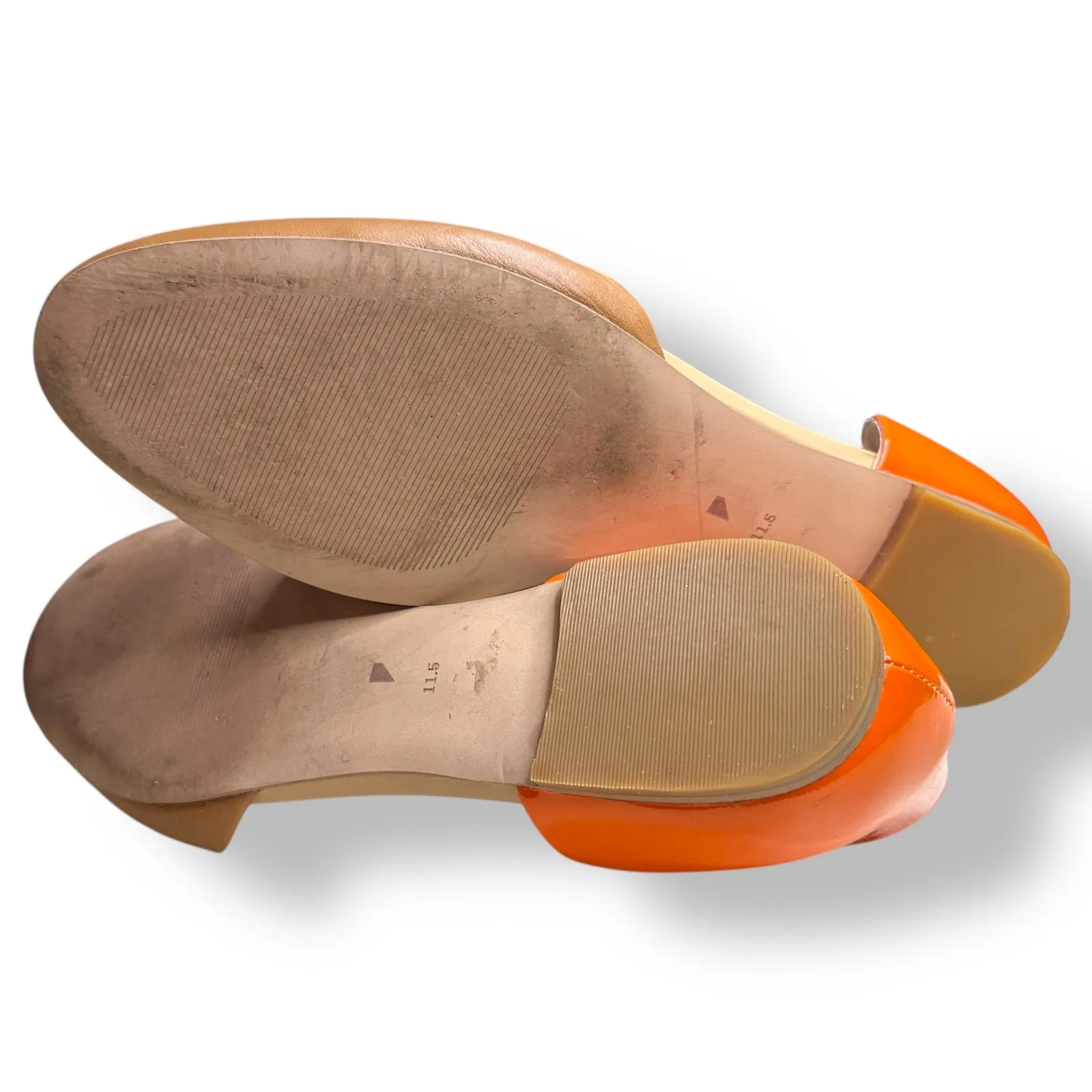 Shoes of Prey Women's Tan Orange Patent Leather T Strap Ballet Flats Size 11.5 Brown - Image 7