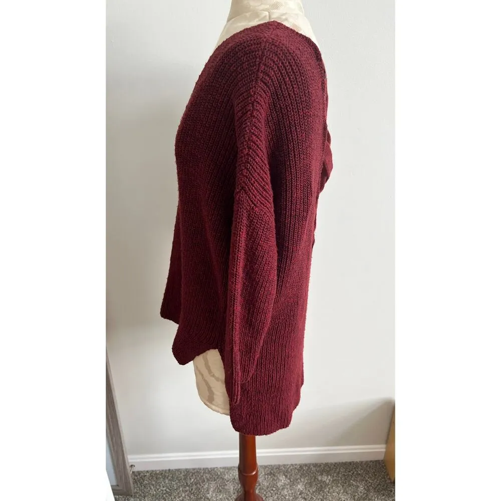 Express Women’s Crossover Back Burgundy Knit Sweater Small - Image 2