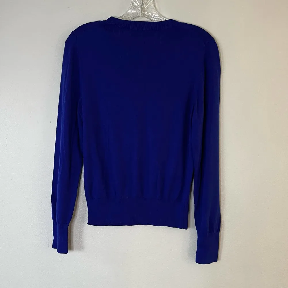 Ann Taylor Bright Blue Crew Neck Viscose Sweater Medium - Image 2