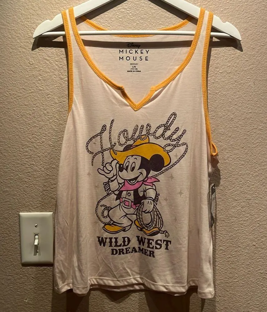 New Mickey Mouse Women’s Cowboy Tank Top Size Large 12-14 NWT - Image 2