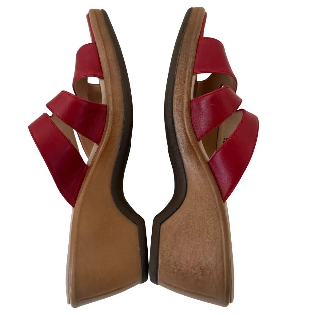 Dansko Red Avril Strappy Slide Leather Sandals Leather Wedge LKNW SZ 39 - Image 6