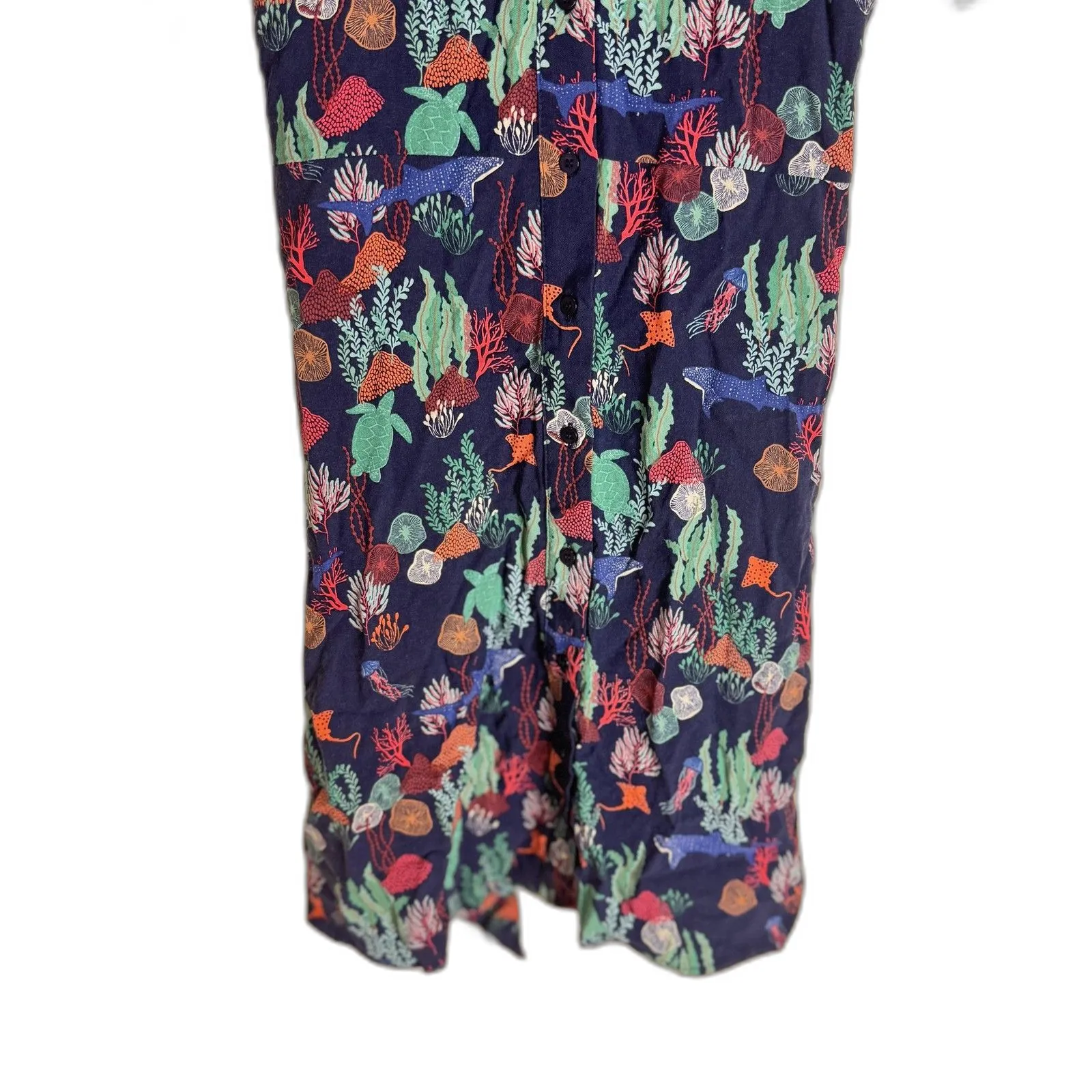 Sugarhill Brighton Dress Womens 10 Navy Sea Life Print Short Sleeve Tie Waist - Image 3