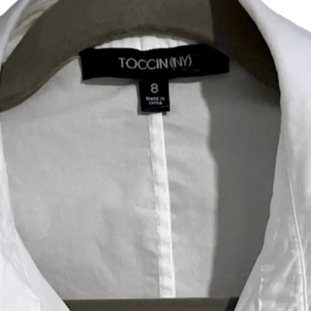 TOCCIN White Cut Out with Tie Back Side Pockets Flowy Hem Shirt Dress Size 8 - Image 8