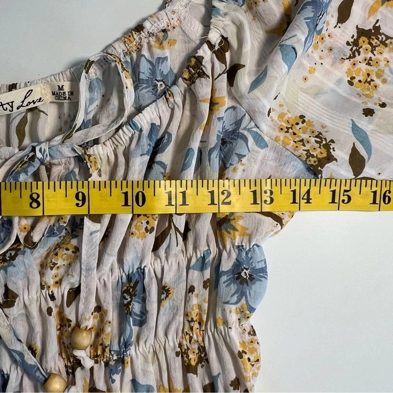 Liberty Love Womens Smocked Milkmaid Dress Size M Floral Cottage Prairie Boho - Image 5