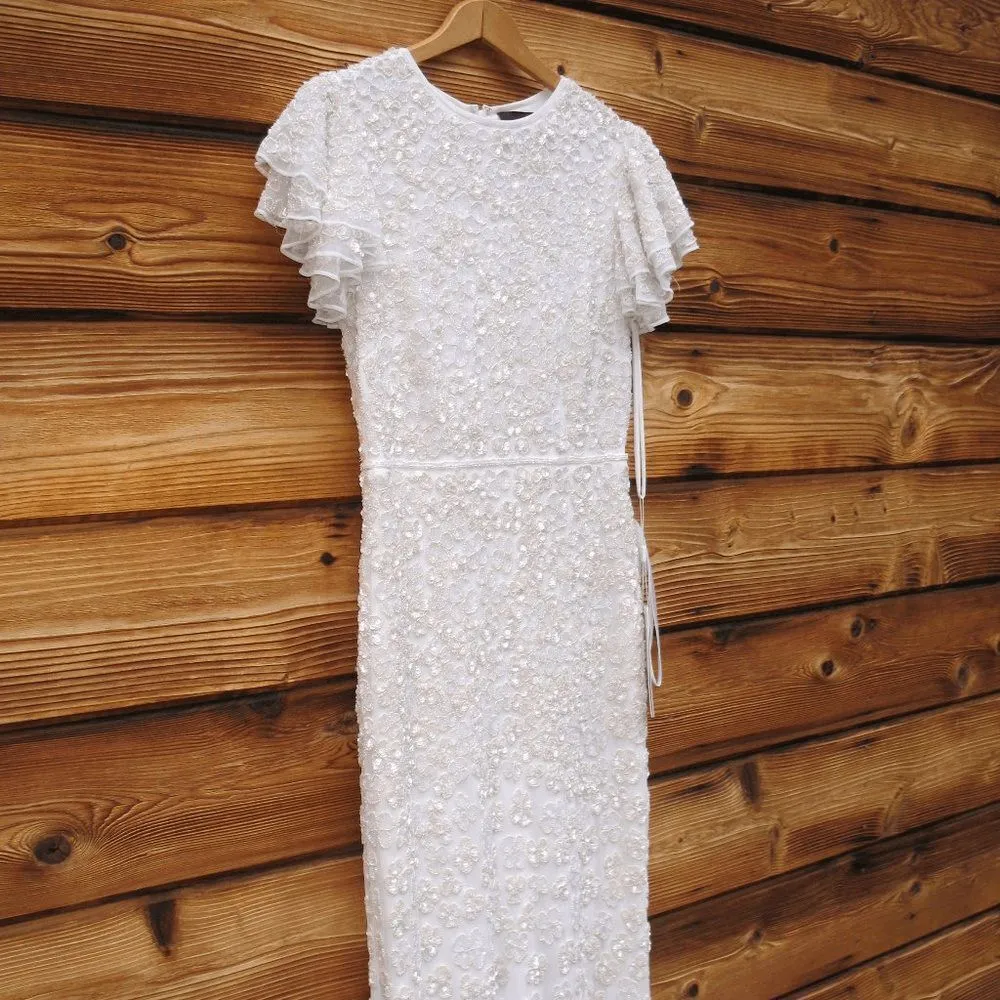 NWT Mac Duggal 10748 White Floral Beaded Gown Dress Size 4 $598 - Image 7