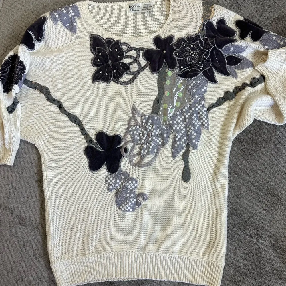 VINTAGE 80s Patchwork Sweater Size L - Image 3