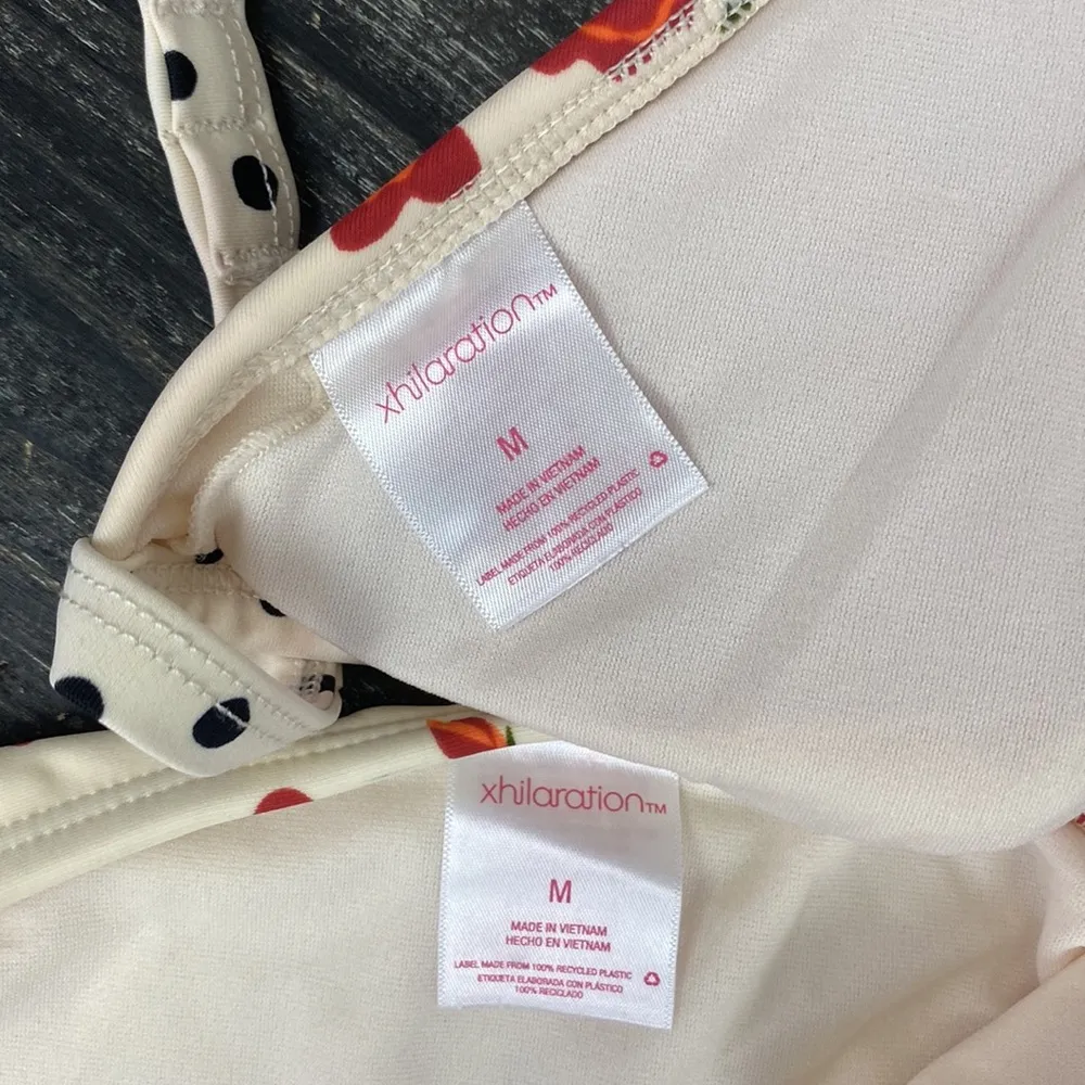 Xhilaration Tan Floral & Polka Dot Print Bikini Swim Bathing Suit Set M - Image 4