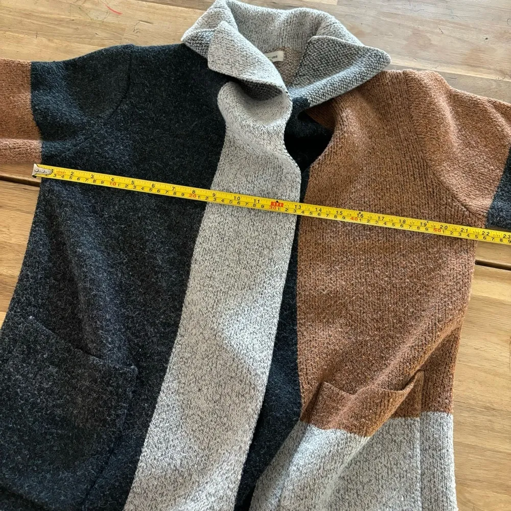Max Studio Brown, Black, & Grey Color-block Open Cardigan L - Image 4