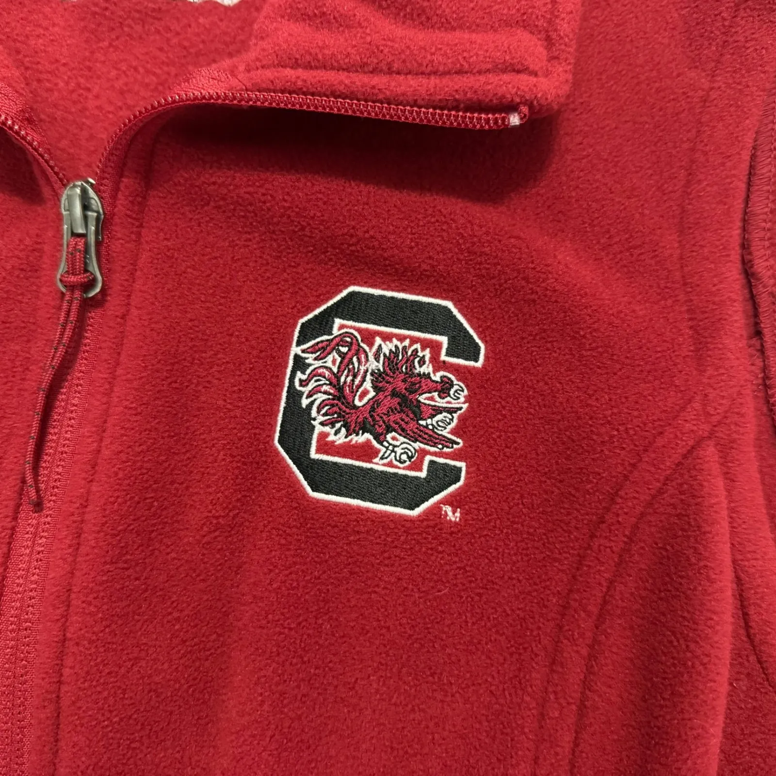 Columbia South Carolina Gamecocks  Fleece Vest Womens Large Red Zip Up Pockets - Image 3