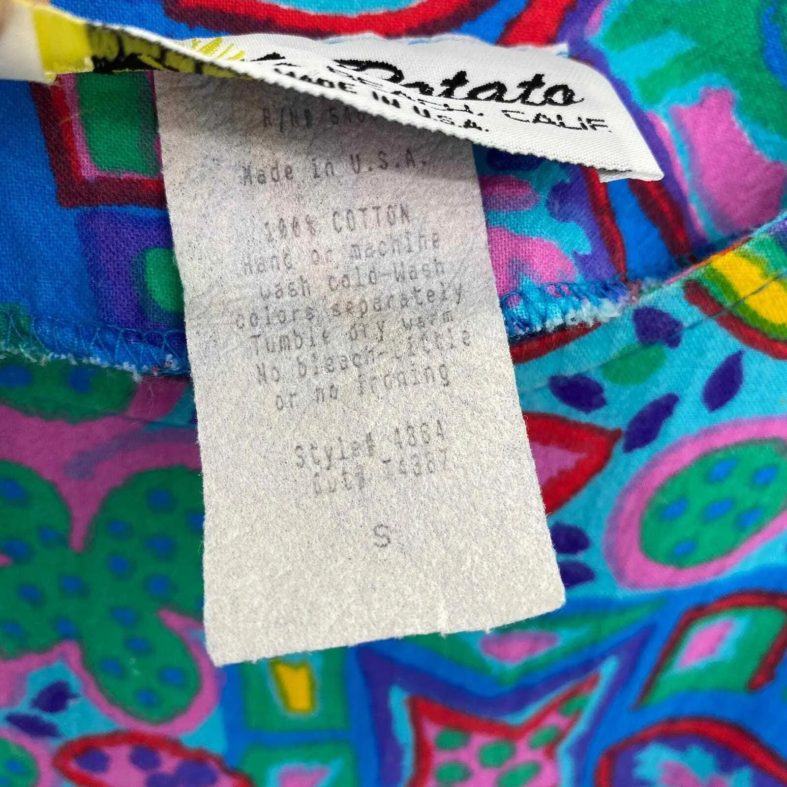 Vintage Two‎ Potato Laguna Beach Whimiscal Maxi Dress Small Blue Artsy Cotton - Image 5