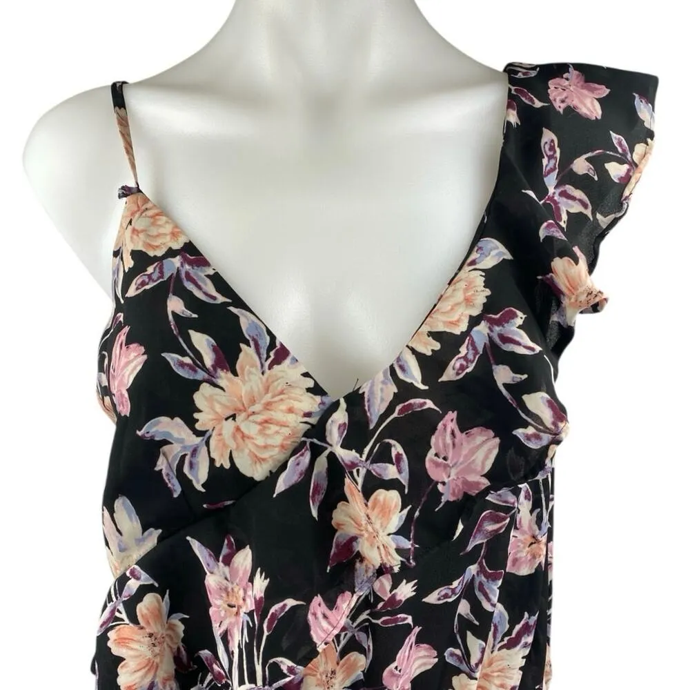 Xhilaration Multicolor Floral Ruffle Faux Wrap Sleeveless Wide Leg Jumpsuit M - Image 3