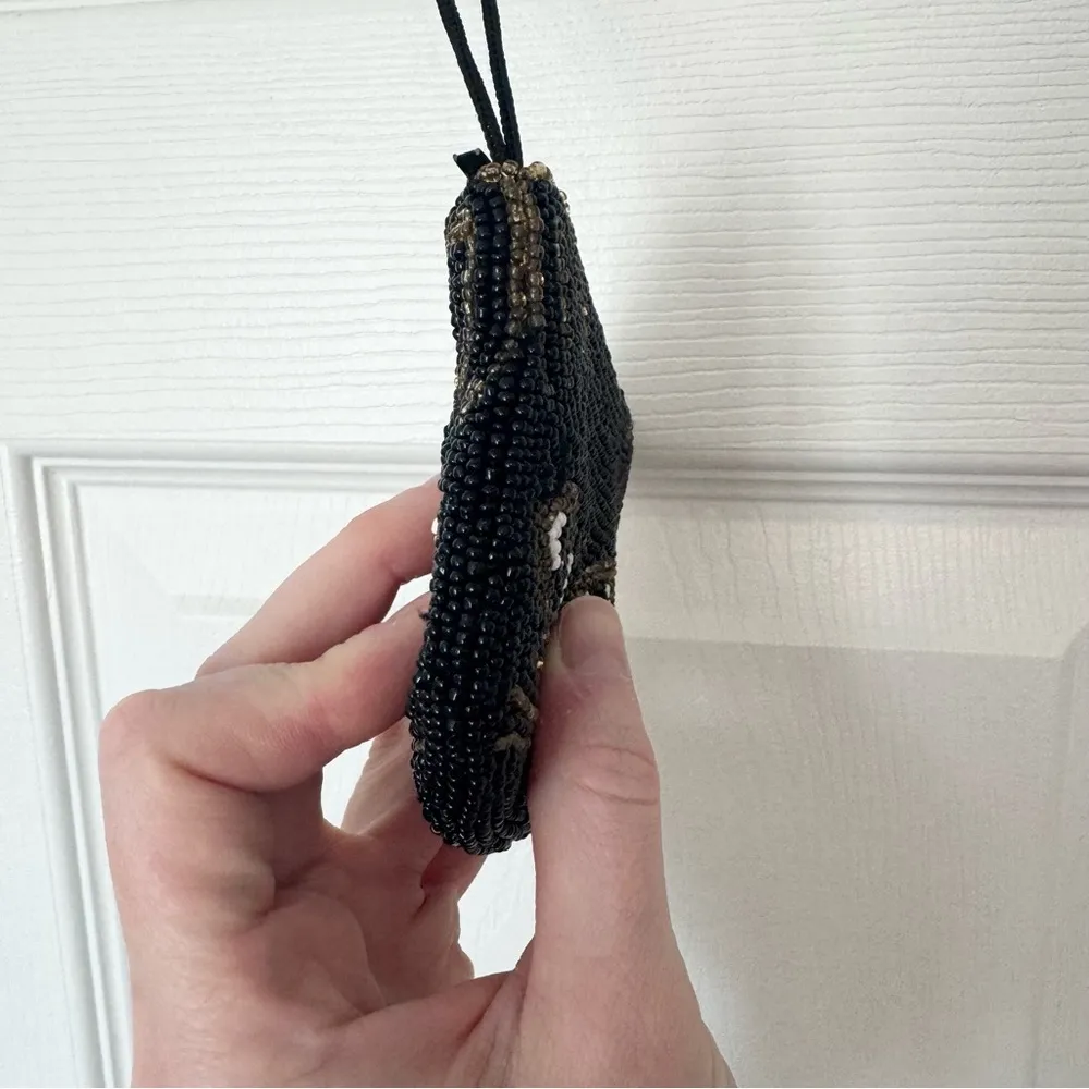 Vintage Art Deco handmade beaded black cat coin purse AS IS - Image 6