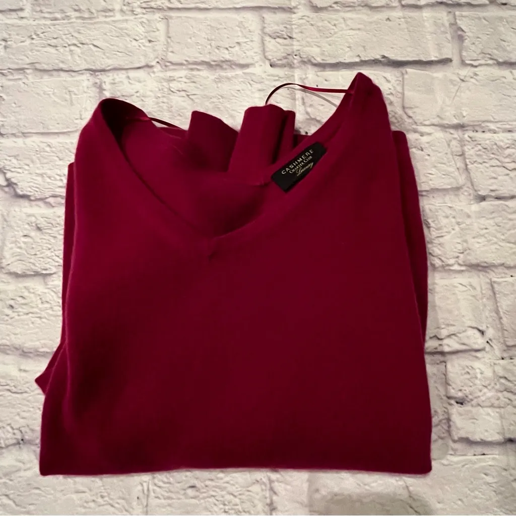 Charter Club Cashmere Luxury v-Neck Sweater
 berry magenta pink S - Image 7