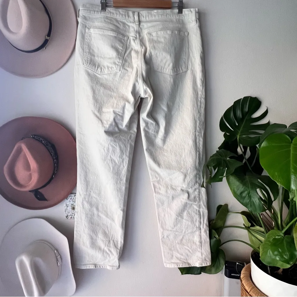 ABERCROMBIE & FITCH Mid Rise 90s Straight Jean Bone Womens SIZE 14‎ SHORT - Image 6