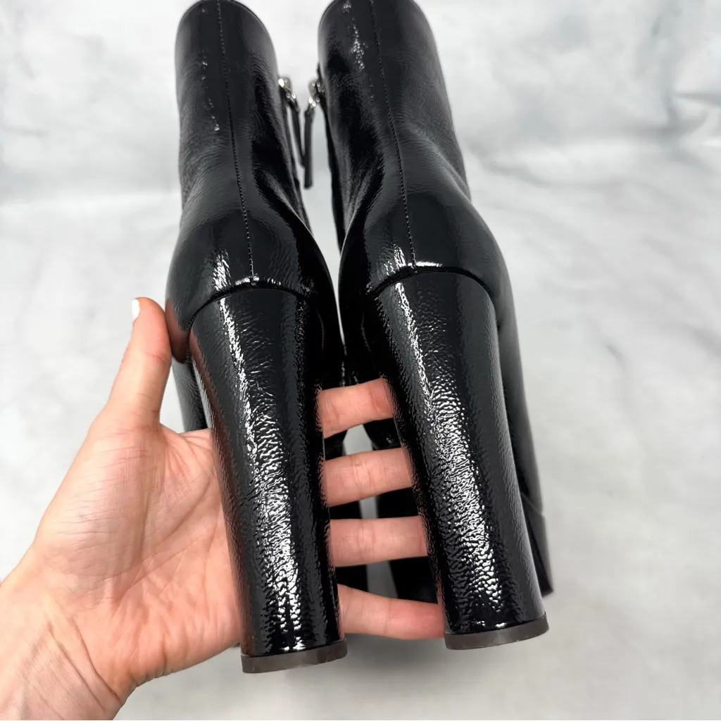 Giuseppe Zanotti Morgana Platform Block Heel Patent Leather Boots Black 38.5 - Image 8