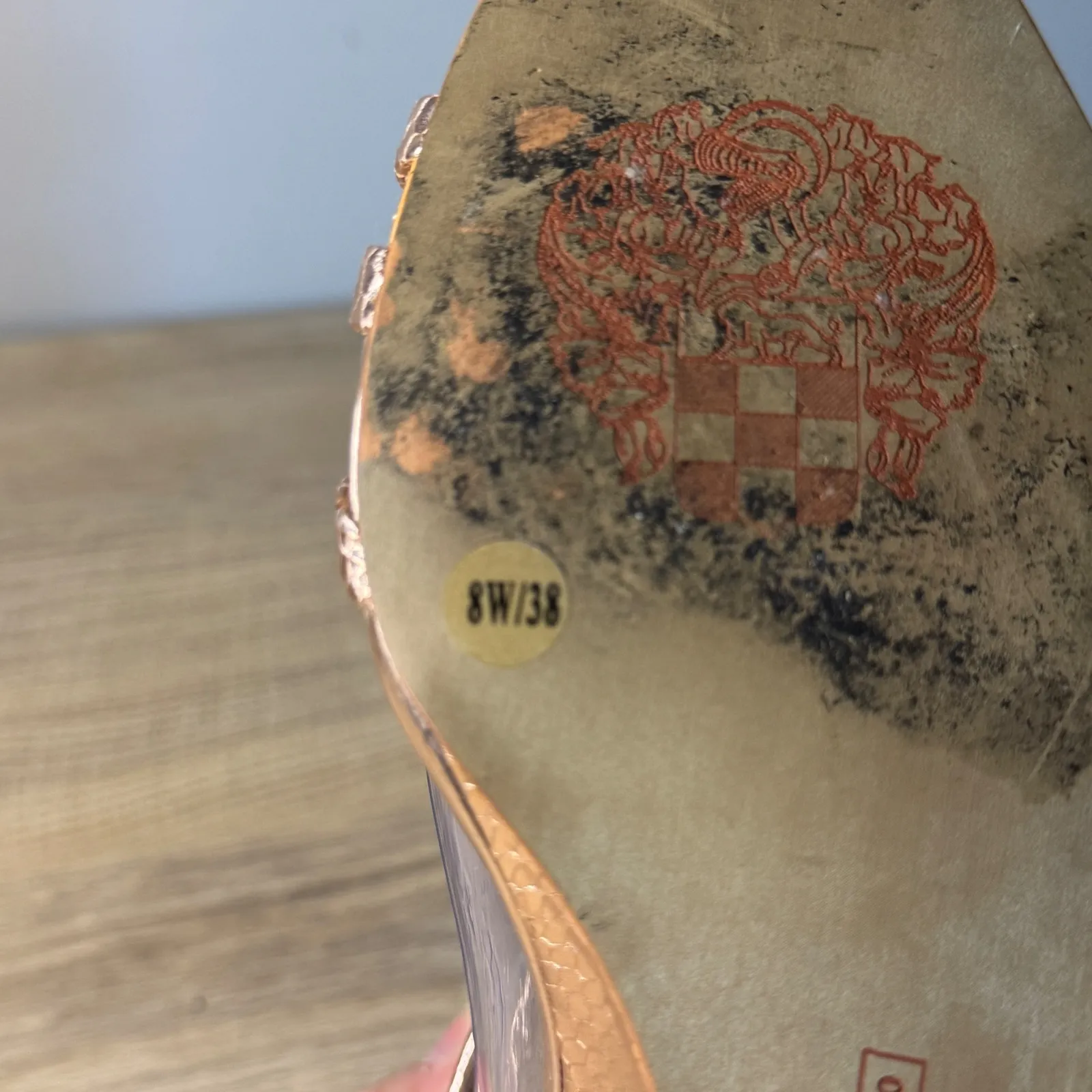 Vince Camuto 8W‎ Rose Gold Wedge Sandals Crystal Rhinestone Embellished Glam - Image 12