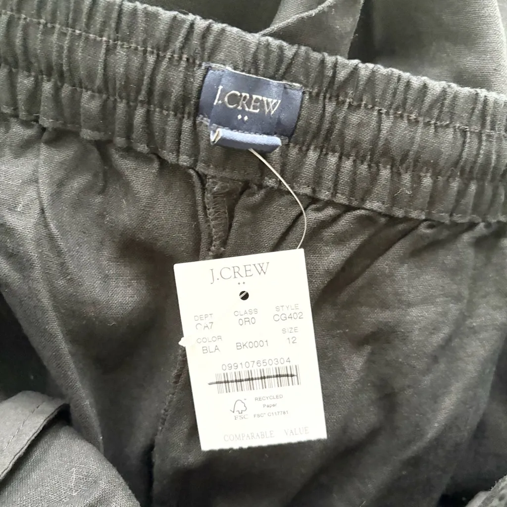 NWT J. Crew Linen-blend Slim Wide-leg Drawstring Pant Black - Image 4