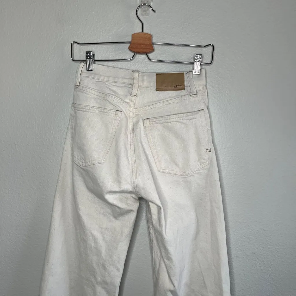 Ae77 Womens Stovepipe Selvedge Jeans Size 0 Eggshell White Organic Cotton - Image 3