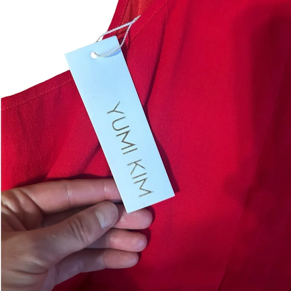 Yumi Kim Red So Social Dress Size Medium New with tags full length tulip skirt - Image 11