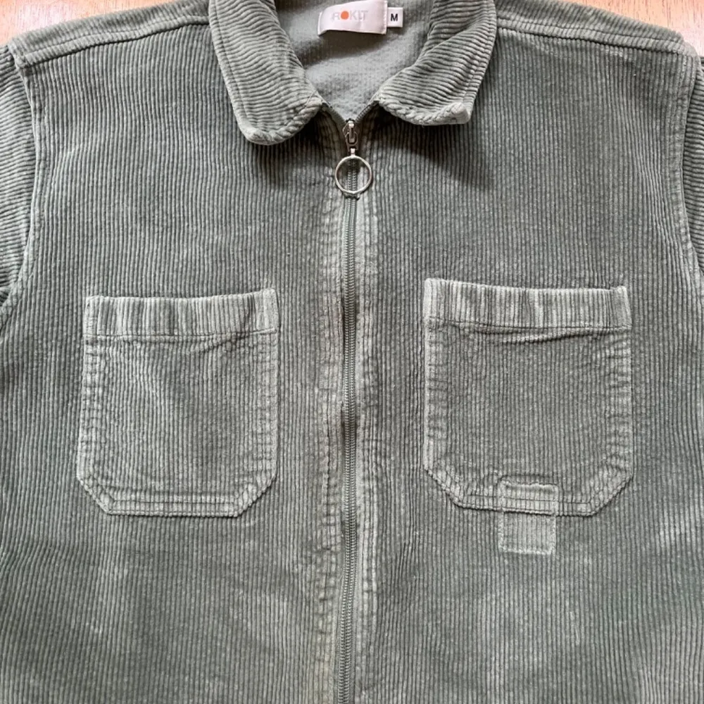 Rokit Sage Cotton Corduroy Short Sleeve Full‎ Zip Jacket Pockets Shirt, Size M Green Size M - Image 6