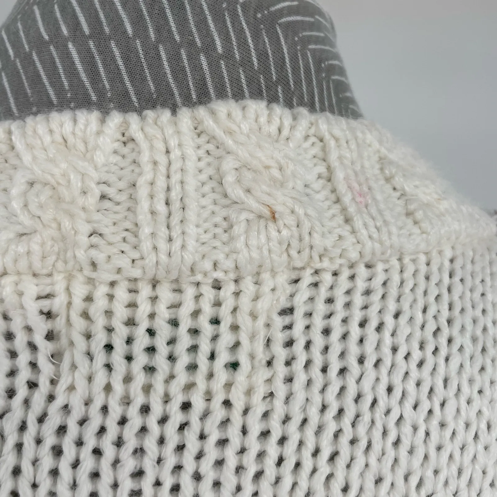 Vintage Winter Sweater Chunky Hand Knit Texture Oversized Boxy Cream Tan Size M Size M - Image 9