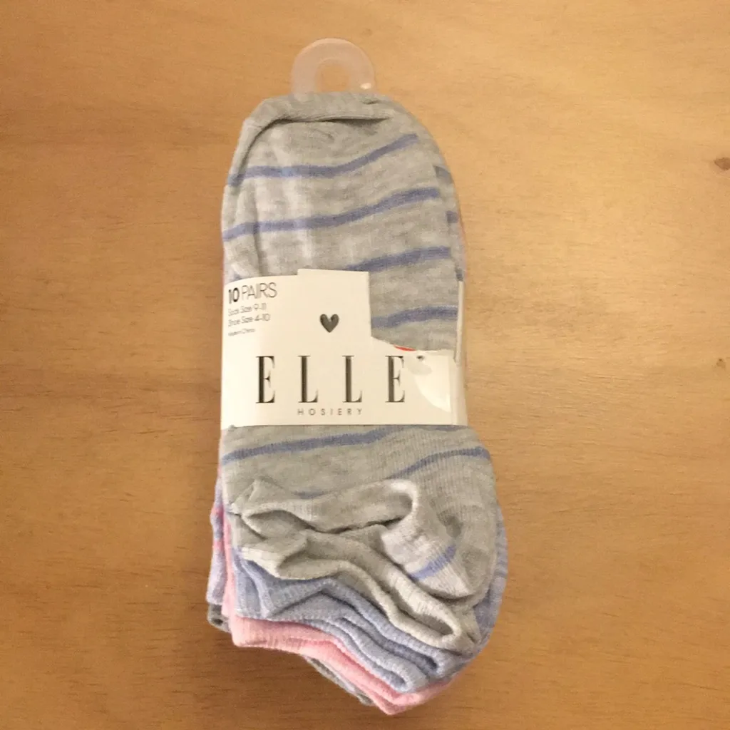 New Women’s Elle Hosiery Gray Pink Ankle Socks 10 Pairs Size 9 - Image 2