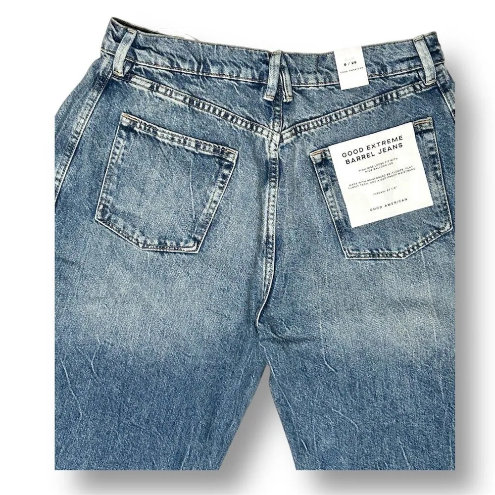 Good American 8/29 Extreme Barrel Jeans Indigo Balloon Wide Leg High Rise 90s - Image 12