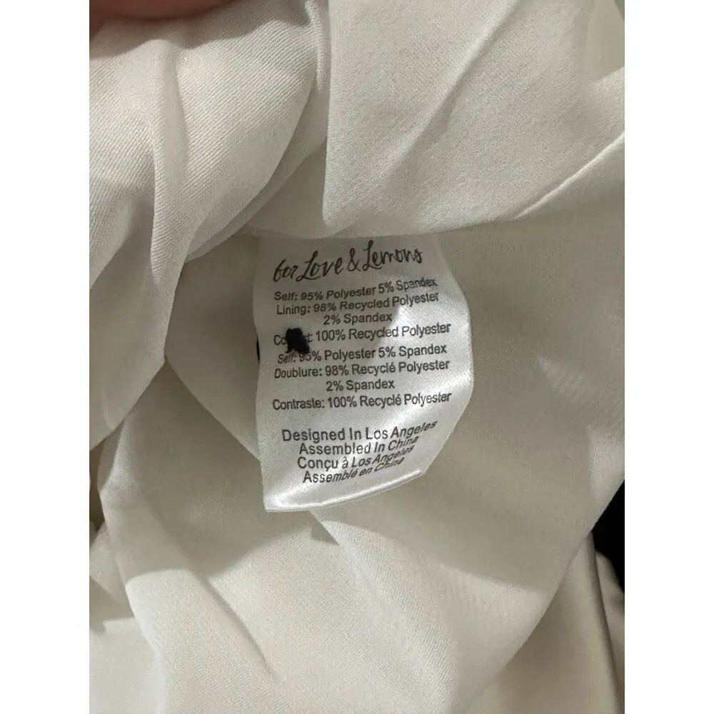 For Love and Lemons Drew Velvet Romper Black White Size Medium NWT Satin Shorts - Image 15