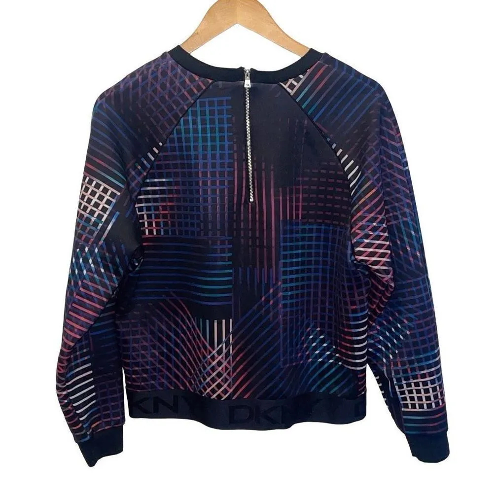 DKNY Printed‎ Logo Scuba Sweatshirt Abstract Multi Color Print Medium - Image 6