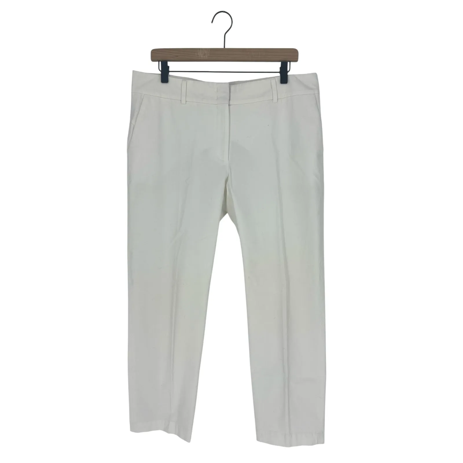 Piazza Sempione Kim White Cotton Blend Trousers with Side Zip & Slim Leg - Image 2