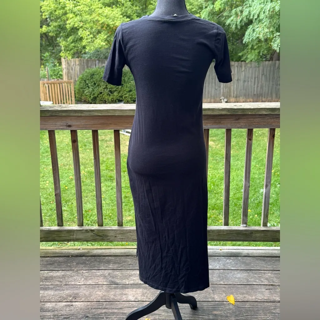 ASOS Black Dress with Colorful Floral Embroidery boho print spit side - Image 3