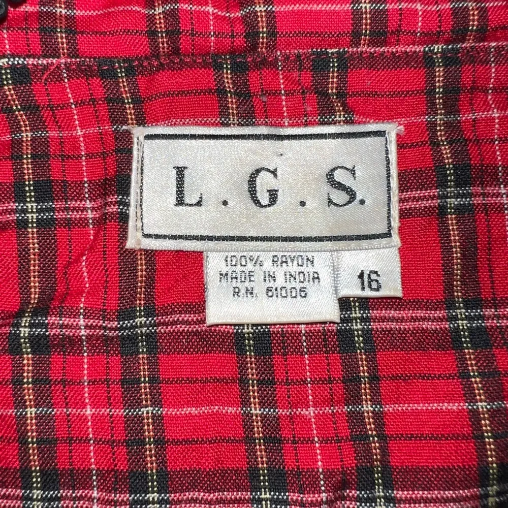 Darling Vintage 90s L.G.S. Tartan Plaid MIDI Dress! Size 16 - Image 9