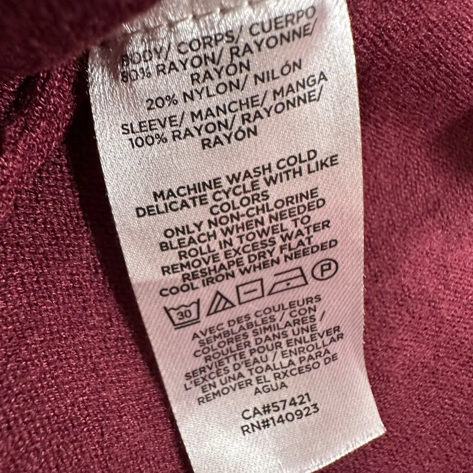 LOFT Outlet Burgundy Lace Sleeve Sweater Top Women's Medium Knit Crew Neck - Image 6