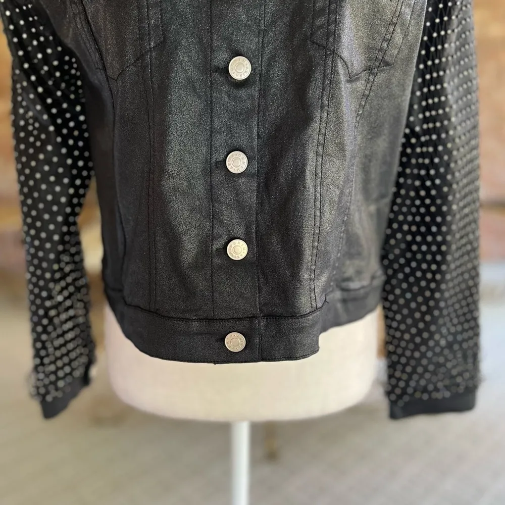 Akira Ammo Rhinestone Jacket L Black Faux Leather Rocker Chic - Image 6