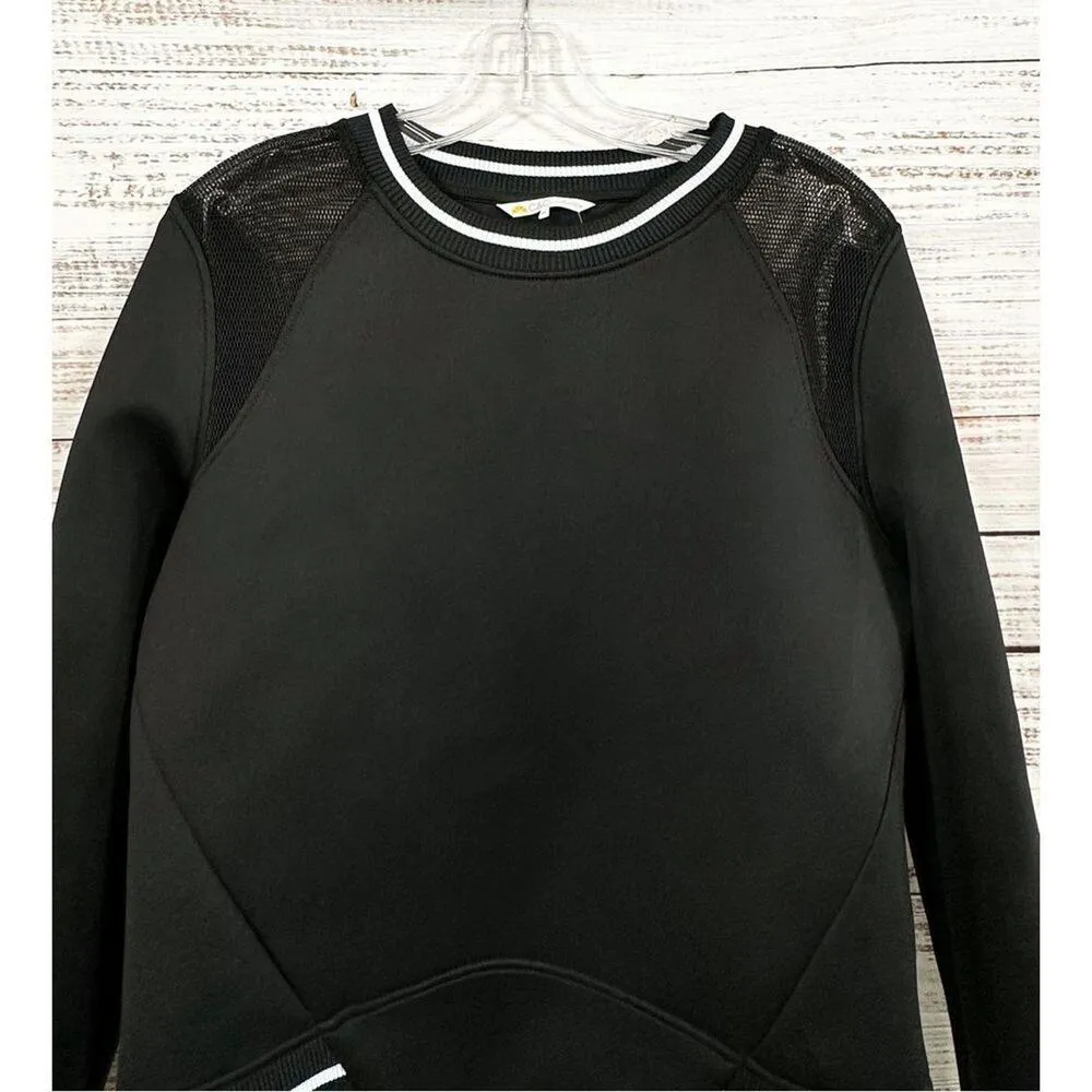 C & C California Women's Neoprene Scuba Mesh Pullover Sweatshirt Black Sz Medium - Image 2