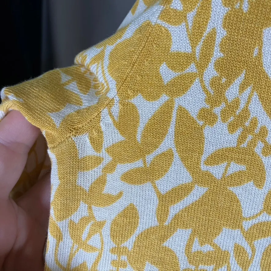 JILLIAN JONES Floral Silk Blend Cardigan‎ Button Front Top Womens S Vintage Yellow - Image 5