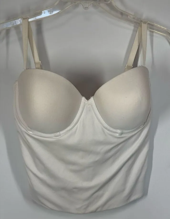 Maidenform Bridal Bra White Strapless Long Line 7715 Boned Size 36D - Image 1