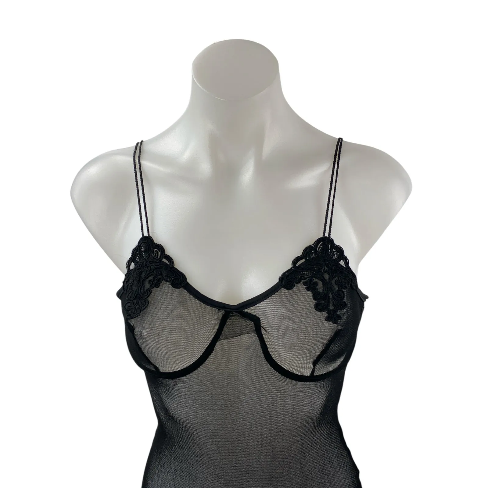 Coquette Women's Black Sheer Mesh Sleeveless Camisole V - Image 3