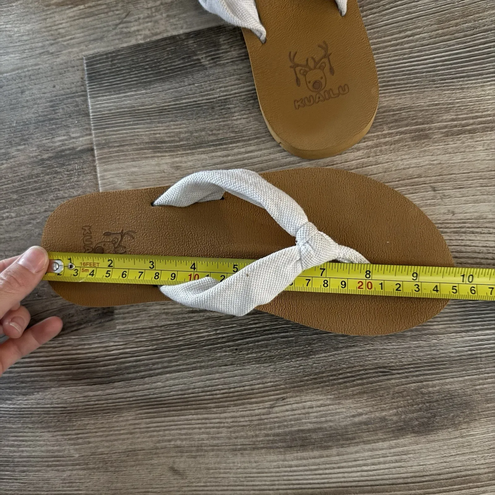 KuaiLu Tan Woven Flip Flops Women’s Sole 9.75" Soft Strap Sandals Neutral Beachy Brown Size 7 - Image 9