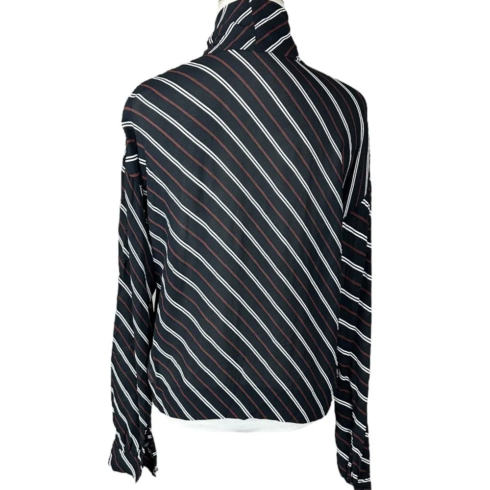 Aritzia Wilfred Perle Sheer Striped Tie Neck Blouse Size XS Viscose Business - Image 8