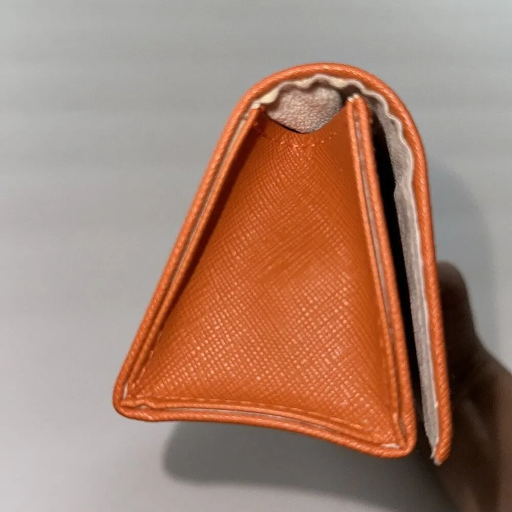 Tory Burch Saffiano Sunglasses Case Orange with Gold Hardware Scratch Free - Image 4