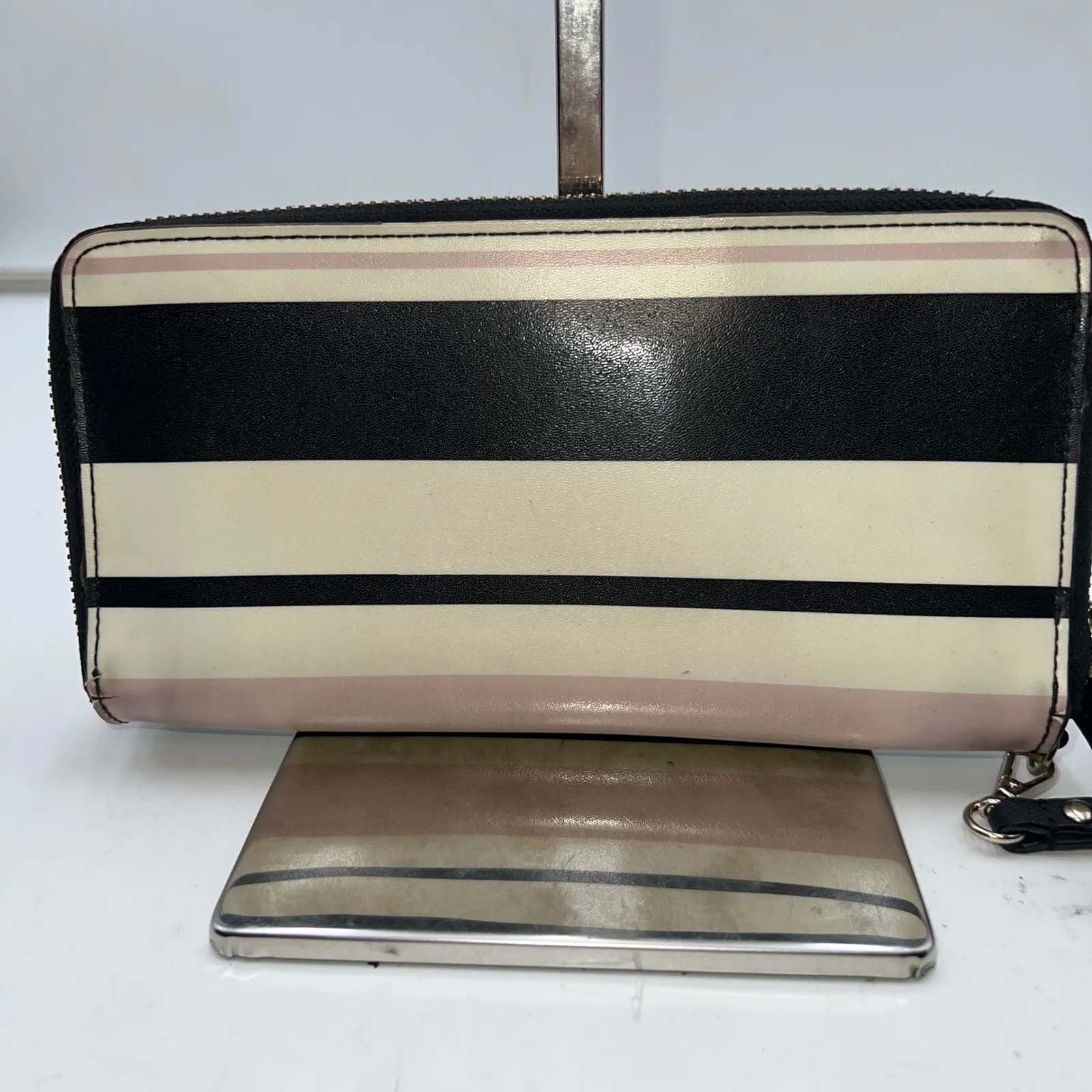 Kate Spade New York Black Stripe Wristlet Wallet Clutch - Image 2